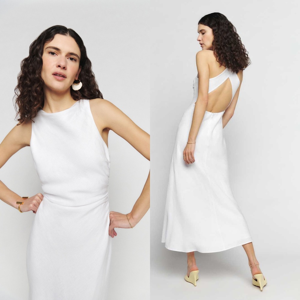 NWT Reformation Cassette White Linen Maxi Dress LWD Size 2 - Picture 2 of 9
